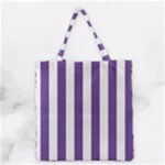 Vertical Stripes - White and Dark Lavender Violet Grocery Tote Bag