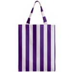 Vertical Stripes - White and Dark Lavender Violet Zipper Classic Tote Bag