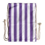 Vertical Stripes - White and Dark Lavender Violet Drawstring Bag (Large)