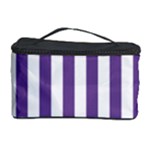 Vertical Stripes - White and Dark Lavender Violet Cosmetic Storage Case