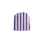 Vertical Stripes - White and Dark Lavender Violet Drawstring Pouch (XS)