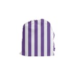 Vertical Stripes - White and Dark Lavender Violet Drawstring Pouch (S)