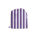 Vertical Stripes - White and Dark Lavender Violet Drawstring Pouch (M)