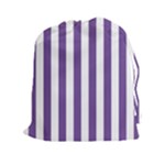 Vertical Stripes - White and Dark Lavender Violet Drawstring Pouch (XXl)