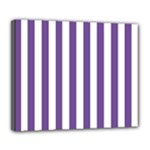 Vertical Stripes - White and Dark Lavender Violet Deluxe Canvas 24  x 20  (Stretched)