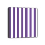 Vertical Stripes - White and Dark Lavender Violet Mini Canvas 4  x 4  (Stretched)