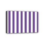 Vertical Stripes - White and Dark Lavender Violet Mini Canvas 6  x 4  (Stretched)