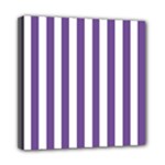 Vertical Stripes - White and Dark Lavender Violet Mini Canvas 8  x 8  (Stretched)