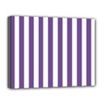 Vertical Stripes - White and Dark Lavender Violet Canvas 14  x 11  (Stretched)