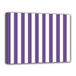 Vertical Stripes - White and Dark Lavender Violet Canvas 16  x 12  (Stretched)