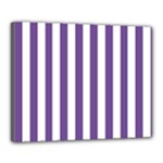 Vertical Stripes - White and Dark Lavender Violet Canvas 20  x 16  (Stretched)