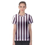 Vertical Stripes - White and Eggplant Violet Women s Sport Mesh Tee