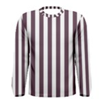 Vertical Stripes - White and Eggplant Violet Men s Long Sleeve T-shirt