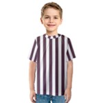 Vertical Stripes - White and Eggplant Violet Kid s Sport Mesh Tee