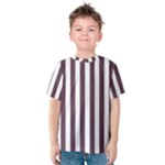 Vertical Stripes - White and Eggplant Violet Kid s Cotton Tee