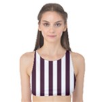 Vertical Stripes - White and Eggplant Violet Tank Bikini Top