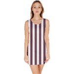 Vertical Stripes - White and Eggplant Violet Bodycon Dress