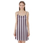 Vertical Stripes - White and Eggplant Violet Satin Night Slip