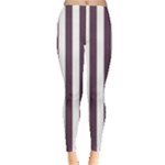 Vertical Stripes - White and Eggplant Violet Women s Leggings