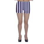 Vertical Stripes - White and Eggplant Violet Skinny Shorts