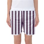 Vertical Stripes - White and Eggplant Violet Women s Basketball Shorts