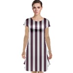 Vertical Stripes - White and Eggplant Violet Cap Sleeve Nightdress