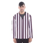 Vertical Stripes - White and Eggplant Violet Hooded Wind Breaker (Men)