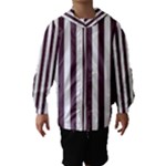 Vertical Stripes - White and Eggplant Violet Hooded Wind Breaker (Kids)