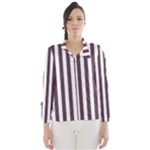 Vertical Stripes - White and Eggplant Violet Wind Breaker (Women)