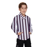 Vertical Stripes - White and Eggplant Violet Wind Breaker (Kids)