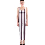 Vertical Stripes - White and Eggplant Violet OnePiece Catsuit