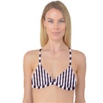 Vertical Stripes - White and Eggplant Violet Reversible Tri Bikini Top