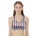 Vertical Stripes - White and Eggplant Violet Women s Sports Bra with Border