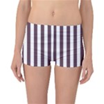 Vertical Stripes - White and Eggplant Violet Reversible Boyleg Bikini Bottoms