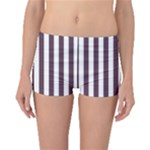 Vertical Stripes - White and Eggplant Violet Boyleg Bikini Bottoms