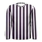 Vertical Stripes - White and Dark Purple Men s Long Sleeve T-shirt