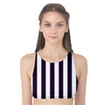 Vertical Stripes - White and Dark Purple Tank Bikini Top