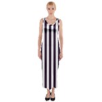 Vertical Stripes - White and Dark Purple Fitted Maxi Dress