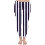 Vertical Stripes - White and Dark Purple Winter Leggings