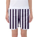 Vertical Stripes - White and Dark Purple Women s Basketball Shorts