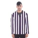 Vertical Stripes - White and Dark Purple Hooded Wind Breaker (Men)