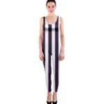 Vertical Stripes - White and Dark Purple OnePiece Catsuit