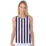 Vertical Stripes - White and Dark Purple Women s Basketball Tank Top