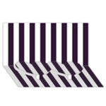 Vertical Stripes - White and Dark Purple Twin Heart Bottom 3D Greeting Card (8x4)