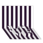 Vertical Stripes - White and Dark Purple LOVE Bottom 3D Greeting Card (7x5)