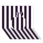 Vertical Stripes - White and Dark Purple Apple 3D Greeting Card (7x5)