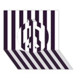 Vertical Stripes - White and Dark Purple Peace Sign 3D Greeting Card (7x5)