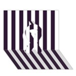 Vertical Stripes - White and Dark Purple Ribbon 3D Greeting Card (7x5)