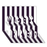 Vertical Stripes - White and Dark Purple WORK HARD 3D Greeting Card (7x5)