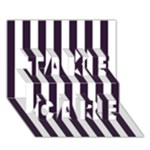 Vertical Stripes - White and Dark Purple TAKE CARE 3D Greeting Card (7x5)